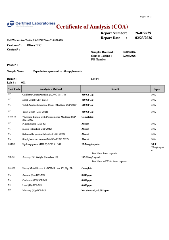 Olivea: Hydroxytyrosol Supplement